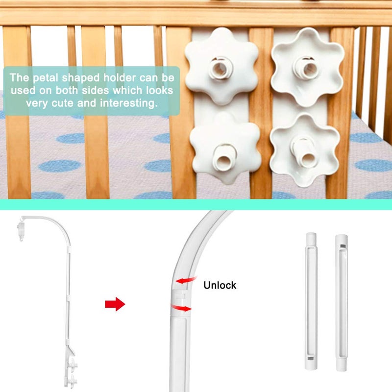 AFUNTA 37 Inch Baby Mobile for Crib, Double Screw Crib Mobile Arm with Music Box, Adjustable Crib Mobile for Baby Nursery Decor - Image 4